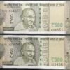 2023 500 Rupees Sanjay Malhotra Ladder Pair of Two Notes (9UD 123456-654321)